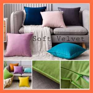 Sarung Bantal Petak Velvet Pillow Case Square Large Soft Velvet Plain 40cm 45cm 50cm 60cm 65cm Sarung Bantal Petak Baldu Sarung Besar Sofa Throw Pillow Cover Cushion Big Cover