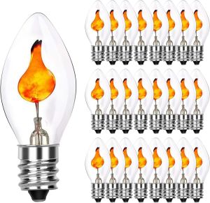 C18 Flicker Flame Bulb Flame Shaped Bulb Dances with a Flickering Orange Glow E12 Flame Candelabra Light Bulbs 12 Pack