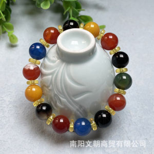 Colorful Agate Multi‑color Beaded Bracelet Round Stone Beads Elastic Hand Chain Fashion Jewelry For Men Women