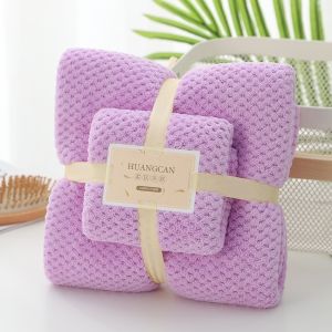 Best 2 in1 High Quality Pure Cotton Towel super-absorbent quick drying Coral fleece bath towel Set