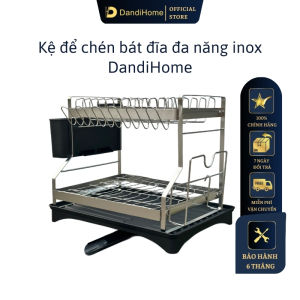 Kệ để chén bát đĩa úp cốc inox DandiHome có khay hứng nước tặng kèm