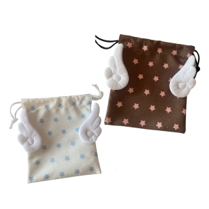 Whimsical Star Wing Design Kids Toy Storage Bag Plush Materials Large Space Organizers For Nursery Bedroom Decors