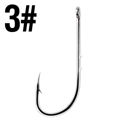50Pcs/boxed High Carbon Steel Fishing Hook Sharp Long Handled Fishhook Fishing Tackle Worm Single Circle Hook with Double Back Thorns