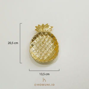 Piring Emas Nanas/Gold White Pineapple Plate Tray/Piring Dessert Tempat Aksesoris Dekorasi