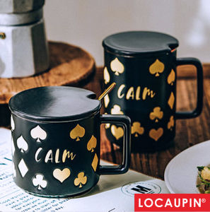 Locaupin Ceramic Large Coffee Mugs Tea Cups with Strawberry Pattern Milk Mugs Breakfast Cups Cereal Ice Cream Gifts