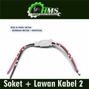 Soket + Lawan Kabel 2 - Kabel Socket Fitting Cop Konektor Untuk Sambung Kabel 2 PIN Skun
