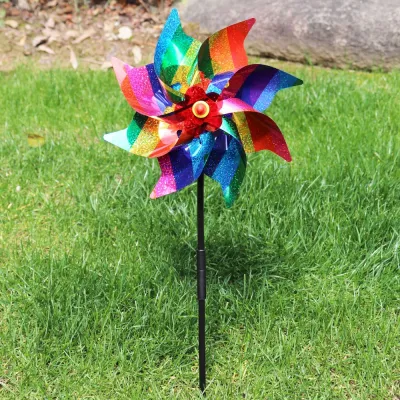MMLUCK Colorful Windmill Easy Installation Plastic Garden Pinwheels Kids Toys DIY Wind Spinner Home