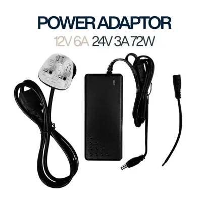 LED strip light AC DC Power Supply Adaptor Transformer 12V 6A 24V 3A 72W LED Driver with 3pin plug GSE