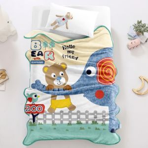 Selimut Bulu Lembut 140x100cm Light Weight Cartoon Printed Blanket Soft Flannel Reversible Baby Blanket Kids Travel Kindergarten 毛绒棉被