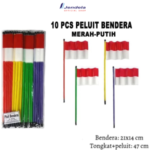 (Isi 10 pcs) Bendera plastik Peluit Bendera Merah Putih Untuk Persiapan Acara 17 Agustus ATK
