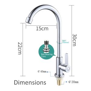 Single Cold Kitchen Sink FaucetChrome Brushed  Faucet Rolling Copper Core Water Taps kitchen FaucetFast shipping