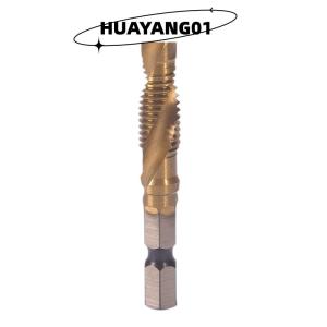 HUAYANG01 [2023 new HOT FASHION] M3-M10 Hex Shank Titanium Plated HSS Hand Screw Thread Metric Tap Drill Bits