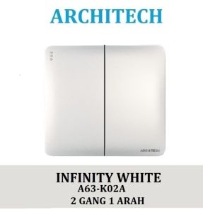 ARCHITECH INFINITY A63-K02A WHITE Sakelar/CETEKAN Lampu 2 Gang 1 Arah