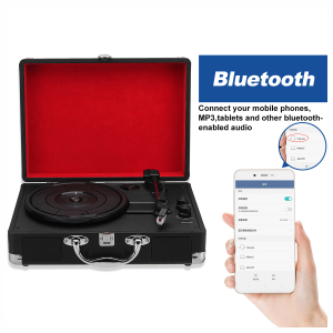 HOL Phonograph Professional Vinyl Record with Speaker and Bluetooth 5.0 Vintage Wood LP Gramophone 33 45 78 RPM Christmas Gift