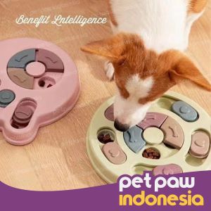 Tempat Makan Slow Feeder + Mainan Interaktif Puzzle Anjing bentuk Bulat