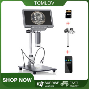 TOMLOV DM201 SE 7-inch LCD Digital Microscope 1200X 12MP Coin Microscope with Screen for Adult Soldering Electronic Microscope Compatible with Mac/Windows for PC View(Optional 10" Stand Holder)