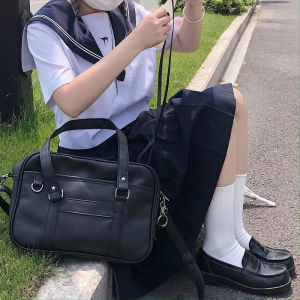 2026 New Women Japanese JK Uniform PU Bag Student Commuter School Bag Large Capacity One Shoulder Straddle Bags Handbag ToteBag2026