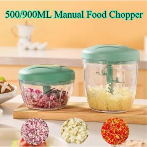 500/900ML Multifunctional Manual Food Chopper with Pull Mechanism Vegetable Fruit Garlic Crusher
