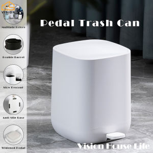 Tầm nhìn 7L/9L Bắc Âu đạp Thùng rác chân trên Thùng rác với bìa hộ gia đình phòng tắm phòng khách Thùng rác Thùng chất thải nhà bếp bàn đạp chân phân loại Thùng Thùng rác