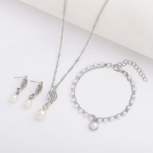 3PCS/Set Elegant Pearl Jewelry Set-Necklace Earring Bracelet Light Luxury Jewelry Gift for Ladies