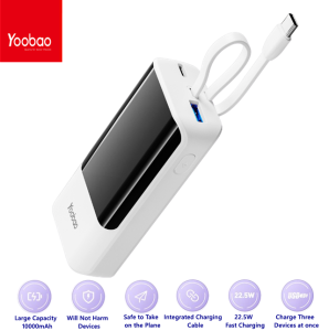 Original YOOBAO LS10-C PD22.5W Fast Charge Built-in Type-C Cable Portable 10000mah Power Bank