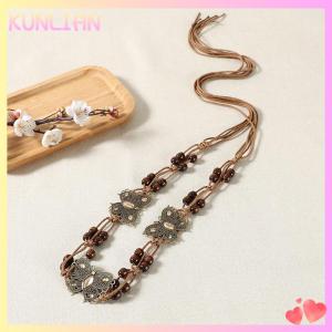 [KUNLIAN] Bohemian Style Butterfly Water Woven Ethnic Style Wooden Bead Womens Belt Casual Vacation Style Waist Rope