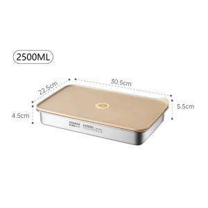 COOKER KING Stainless Steel Food Storage Container Dumplings Tray Rectangle Dish with Cover Thick Refrigerator Organizer Plate2026