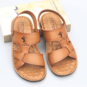 Sandal nam HT.NEO da bò thật kết hợp đế kếp cao 35cm giúp tôn dáng tăng chiều cao thiết kế đơn giản  lịch sự SD03