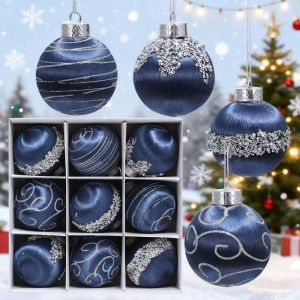 UNMEGONI 16Pcs/set 8 CM Christmas Balls Ornaments 9 Pcs Silk Christmas Tree Ornaments Decorative Hanging Style Hanging Ornaments Christmas Party