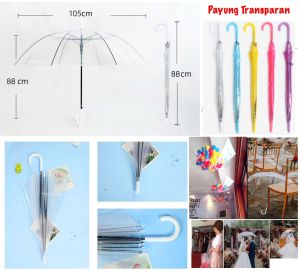 Payung Transparan Bening Payung Polos Japan Korea Style Warna Warni