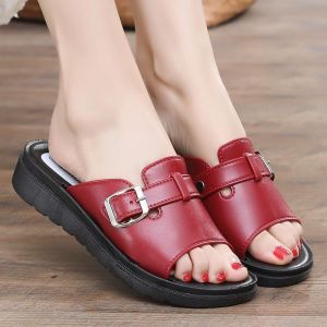 [Free Shipping] WomenS Summer Sandals Casual Fashionable Simple Elegant With Thick Soles Comfortable And Featuring Metal Buckles