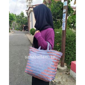 Tas lurik anyaman sedang | tas plastik anyaman lurik