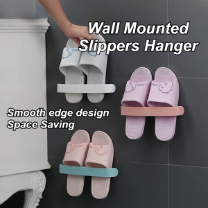 Wall Mounted Bathroom Shelves Slipper Storage Rack Organizer Hooks Shelf Organizer Accessories