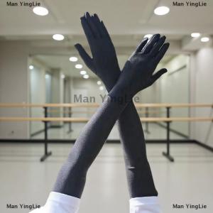 [COD] Man YingLie High Elastic Spandex Sun Protection Long Gloves Party Nightclub Wedding Performance Black Gloves