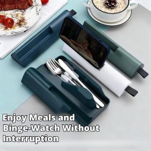 Portable 3 in1 Chopsticks Spoon and Fork Cutlery Set Mobile Phone Holder 304 Stainless Steel