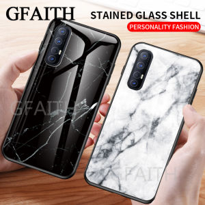 [GFAITH] For OPPO Reno 3 Pro 4G Case Marble Glass Casing Reno3 Pro Hard Phone Case Silicon Soft Edges
