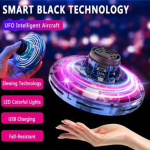 2In1 Fingertip Gyro Auto-Return Spin Top Flying Spinner Toy LED Light Up Boomerang UFO Toys for Kids复制