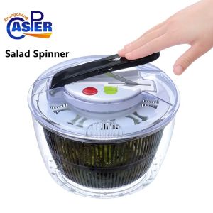Salad Spinner Vegetable Washer Large Capacity Lettuce Greens Washer Dryer Drainer Crisper Strainer Easy One-Hand Pump Operation For Washing Drying Leafy Vegetables Kitchen Tool