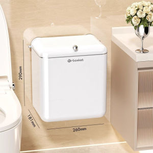 【SG】Suction cup trash can wall-mounted bathroom trash can large capacity with lid household narrow wastebasket.