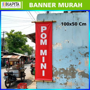 Banner Pom Mini Jual Bensin Eceran | Spanduk Pertamini pom bensin mini awet anti air Banner