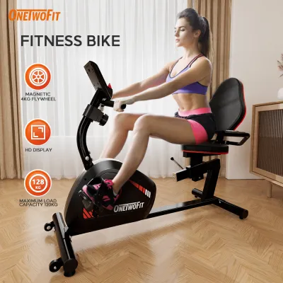 OneTwoFit Recumbent Bike Indoor Bicycle Exercise Fitness Stepper Exercise Equipment