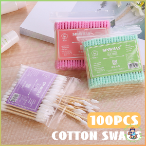 BabyShine 100pcs cotton swabs pack baby thin cotton bud/spiral ear pick cotton swab
