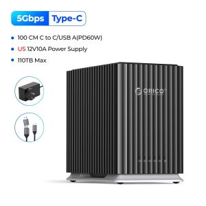ORICO 5Bay Large Storage 110TB Type-C Personal Storage HDD Docking Station 12V4A Power Supply Silent Design Strong Heat Dissipation for 3.5" 2.5