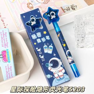 1PC Invisible Highlighter Pen Cute Cartoon Glow in The Dark Pen Marking Pen for Students and A Special Double Headed Flashing Pen for Marking
