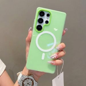 Candy Color Matte Phone Case For Samsung Galaxy S26 S25 S24 S23 Ultra Plus Edge FE For Magsafe Wireless Charge Magnetic Cover
