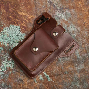 Mens Crazy Horse Genuine Cowhide Leather Chest Bag Mens Leather Vintage Style Waist Bag Durable Waist Packs Belt Messager Shoulder Bags Outdoor Male Fanny Pack Sporty 6.5-inch Cell Phone Waist Pack NASVA