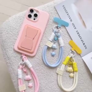 Cute Korean style mobile phone lanyard Short Wrist Strap Clouds Star Charm Keychain Lanyard