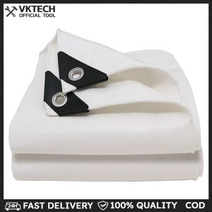 Weatherproof Poly Tarp Cover with Metal Grommets White Waterproof Tarpaulin for Patio Plants Henhouse Garden Porch