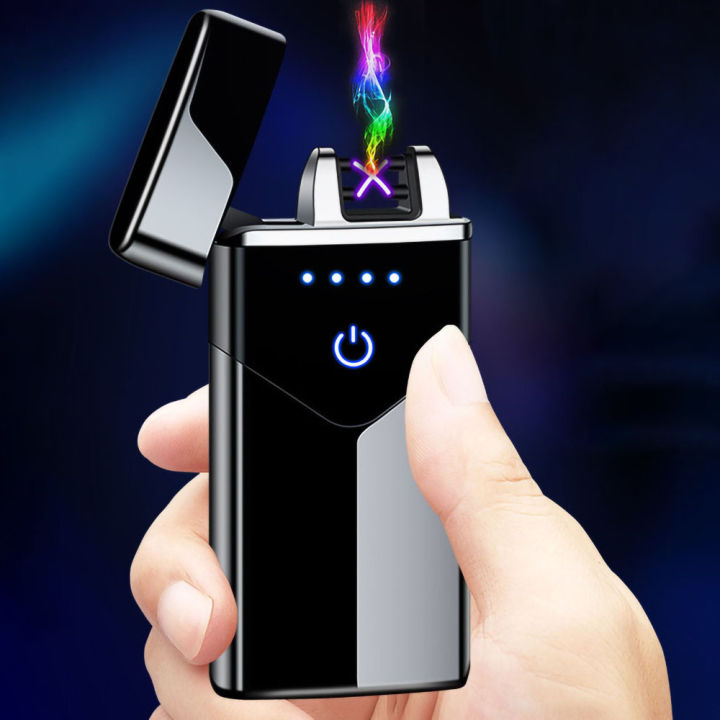 Unusual Plasma Dual Arc Windproof Flameless Lighter with LED power ...