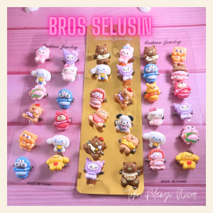 SELUSIN Bros Baju Clay Lucu Mix --Bros LUSINAN -Bros Kecil Imut- Bros Dagu Hijab - Peniti Pin Bros Murah